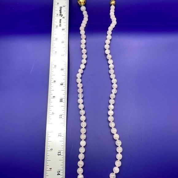 Vintage Snow-White Quartz & Cloisonne Beads Necklace Long - Picture 7 of 7